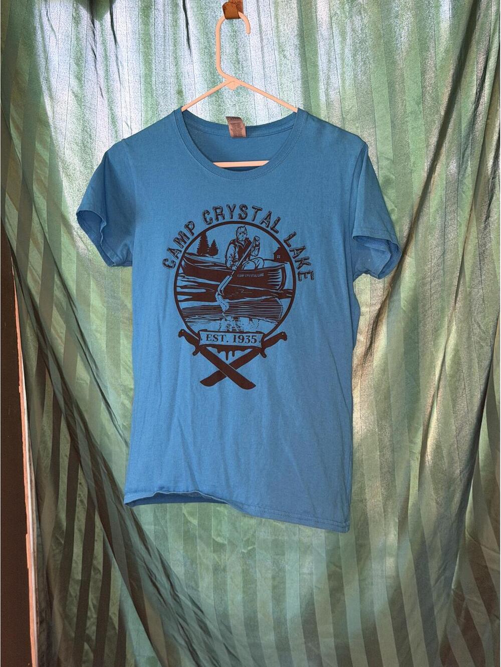 Gildan Camp Crystal Lake Graphic T-Shirt - Blue, Medium